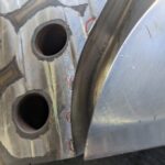 アルゴン（TIG溶接）肉盛溶接の不足部分をレーザー肉盛溶接で補修